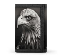 FekiLoot Eagle Black And White Wallets Exquisite Trifold Wallet Front Pocket Wallet with Zipper Keychain Coin Purse Credit Card Holder for Adult