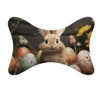 FekiLoot Easter Egg Bunny Car Neck Pillow Set of 2 Softness Car Headrest Pillow Ergonomic Memory Foam Headrest Cushion Compact Neck Rest for Travel Driving Home Office