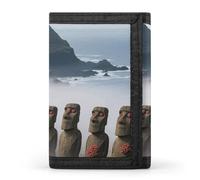 FekiLoot Easter Island Moai Slim Wallet Trifold Wallet Credit Card Holder Wallets Stylish Money Clip for Men Women