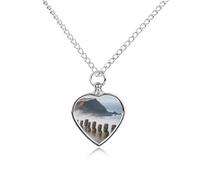 FekiLoot Easter Island Moai Urn Necklaces for Ashes Personalized Human Pet Cremation Jewelry Keepsake Locket Heart Pendant with Filling Kit Memorial Gift for Dog Cat Lover Women Men