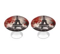 FekiLoot Eiffel Tower Autumn Leaves Cabinet Knobs Stainless Steel Aluminum Drawer Knobs for Kitchen Cupboard Door Round Cabinet Handles Bedroom Dresser with Screws Drawer Pulls 2 Pack