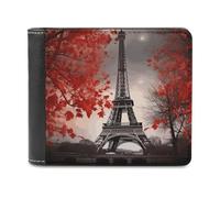 FekiLoot Eiffel Tower Autumn Leaves Wallet Fashionable Slim Leather Wallet with Multiple Card Slots And Hidden Compartments Wallets