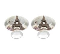 FekiLoot Eiffel Tower Cabinet Knobs Stainless Steel Aluminum Drawer Knobs for Kitchen Cupboard Door Round Cabinet Handles Bedroom Dresser with Screws Drawer Pulls 2 Pack