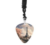 FekiLoot Eiffel Tower Guitar Pick Necklace Titanium Steel Guitar Bass Picks Pendant Rock Music Lovers Jewelry Custom Personalized Musical Guitarist Necklace for Women Men