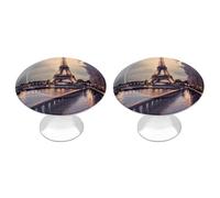 FekiLoot Eiffel Tower Winter Rainy Cabinet Knobs Stainless Steel Aluminum Drawer Knobs for Kitchen Cupboard Door Round Cabinet Handles Bedroom Dresser with Screws Drawer Pulls 2 Pack