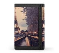 FekiLoot Eiffel Tower Winter Rainy Wallet Compact Blocking Trifold Wallets with Zipper Minimalist Purse Wallet Credit Card Holder