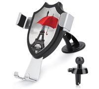 FekiLoot Eiffel Tower with Red Umbrella Car Phone Mount for Dashboard/Vent/Windshield Auto-Clamping Gravity Sensor Truck Stand Cradle 90° Rotation Phone Holder Fits 4-6" Phones