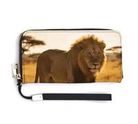 FekiLoot Elegant Big Cat Women's Wallet with Zip Hand Strap PU Leather Card Holder Slim Cute Wristlet Wallet for Ladies Portable Travel Long Purse for Women