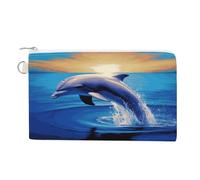 FekiLoot Elegant Dolphin Coin Purse,Travel Portable Keychain Wallet Canvas Coin Wallets Mini Zipper Tool Bag Lightweight Change Purse