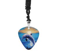 FekiLoot Elegant Dolphin Guitar Pick Necklace for Women&Men Personalized Pendant Necklaces Exquisite Metal Necklaces Cool Guitar Pick Holder Necklace Unique Gifts for Adult