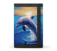 FekiLoot Elegant Dolphin Wallet for Women Men Trifold Wallet Large Front Pocket Wallets Travel Slim RFID Blocking Wallets Coin Purse Credit Card Holder