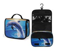 FekiLoot Elegant Dolphin Wash Bag Cute Hanging Toiletry Bag Large Capacity Medicine Bags Portable Organized Pockets for Makeup Organizer for Travel Essentials