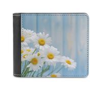 FekiLoot Elegant Spring Daisy Flowers Wallet Large Capacity Slim Bifold Wallet with Multiple Card Slots PU Leather Men Purse