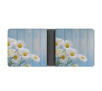 FekiLoot Elegant Spring Daisy Flowers Wallet Slim Leather Bifold Wallet Extra Capacity Wallets with Multiple Card Slots Men Billfold