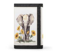 FekiLoot Elephant And Sunflower Wallet for Women Men Trifold Wallet Large Front Pocket Wallets Travel Slim RFID Blocking Wallets Coin Purse Credit Card Holder