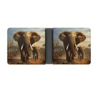 FekiLoot Elephant Animals Leather Wallet Double-Sided Different Images Bifold Wallet Ultra Strong Stitching Slim Wallets