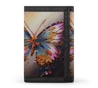 FekiLoot Embroidery Colorful Butterfly Trifold Wallet Slim Minimalist Front Pocket Men's Passcase Wallet Credit Card Holder