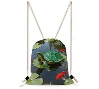 FekiLoot Emerald Turtle Pond Drawstring Backpack Sports Gym Bag Drawstring Bags Foldable Backpack for Women Men