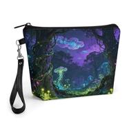 FekiLoot Enchanted Forest Makeup Bag for Purse, Waterproof Funny Cosmetic Bag for Women, Zipper Travel Pouch Gift 8.9×5.7 Inch