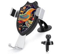 FekiLoot Ethnic Style Birds Car Phone Mount for Dashboard/Vent/Windshield Auto-Clamping Gravity Sensor Truck Stand Cradle 90° Rotation Phone Holder Fits 4-6" Phones