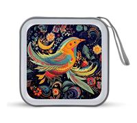 FekiLoot Ethnic Style Birds CD Case Hard Plastic DVD Disc Cases Storage Binder Portable Zipper CD Case Holder Large Storage Disc Wallet Bag for Car Home Travel(40 Capacity)