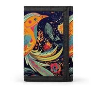 FekiLoot Ethnic Style Birds Trifold Wallet Slim Minimalist Front Pocket Men's Passcase Wallet Credit Card Holder