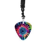 FekiLoot Exotic Tribe Tie Dye Style Guitar Pick Necklace for Women&Men Personalized Pendant Necklaces Exquisite Metal Necklaces Cool Guitar Pick Holder Necklace Unique Gifts for Adult
