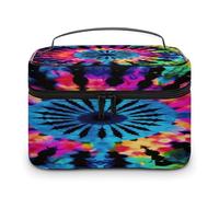FekiLoot Exotic Tribe Tie Dye Style Makeup Bag Organizer Portable Travel Toiletry Bag with Handle Fashion Large Capacity Cosmetic Bags Lightweight Waterproof Makeup Storage Bags for Women