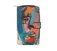 FekiLoot Face And Color Wallet Large Capacity Travel Double Fold Wallets Portable Zipper Leather Purse for Women Men