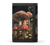 FekiLoot Fairy Tale Style Mushrooms Trifold Wallet Slim Minimalist Front Pocket Men's Passcase Wallet Credit Card Holder