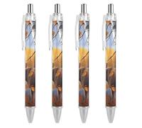 FekiLoot Fall Birch Leaves Elk Ballpoint Pens Retractable Black Ink Ballpoint Pens 0.5mm Medium Point Smooth Writing Pattern Pen with Super Soft Grip Cute Work Supplies for Men Women 4 PCS