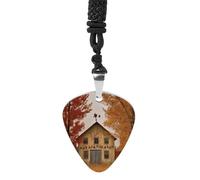 FekiLoot Fall Country Barn Guitar Pick Necklace for Women&Men Personalized Pendant Necklaces Exquisite Metal Necklaces Cool Guitar Pick Holder Necklace Unique Gifts for Adult