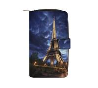 FekiLoot Fantasy Eiffel Tower Wallet Large Capacity Travel Double Fold Wallets Portable Zipper Leather Purse for Women Men