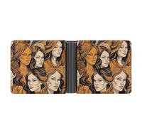 FekiLoot Female Face Leather Wallet Double-Sided Different Images Bifold Wallet Ultra Strong Stitching Slim Wallets