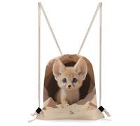 FekiLoot Fennec Fox Cub in Den Drawstring Backpack Sports Gym Bag Drawstring Bags Foldable Backpack for Women Men
