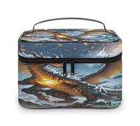 FekiLoot Fire And Ice Dragons Makeup Bag Large Capacity Travel Cosmetic Bag Lightweight Hand-held Toiletry Bags Portable Cosmetic Pouch Cute Make Up Pouch for Women