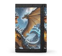 FekiLoot Fire And Ice Dragons Wallet Portable Tri Fold Wallet with Zipper Coin Purse for Women Credit Car