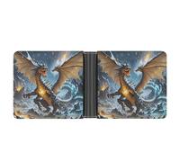 FekiLoot Fire And Ice Dragons Wallet Slim Leather Bifold Wallet Extra Capacity Wallets with Multiple Card Slots Men Billfold
