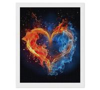 FekiLoot Fire and Water Heart Diamond Art Kits for Adults, 5D Aurora Diamond Painting Kits for Beginners DIY Full Drill Dots Gem Art Paint Crafts for Home Wall Decor 16"x20"