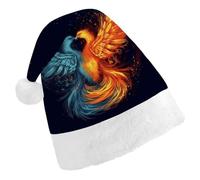 FekiLoot Fire And Water Phoenix Christmas Hat with Plush Brim And Liner Unisex Classic Holiday Santa Claus Hat for New Year Festive Holiday Party Supplies & Gifts