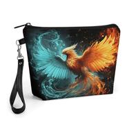 FekiLoot Fire And Water Phoenix Makeup Bag for Purse, Waterproof Funny Cosmetic Bag for Women, Zipper Travel Pouch Gift 8.9×5.7 Inch