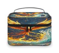 FekiLoot Fire And Water Phoenix Makeup Bag Large Capacity Travel Cosmetic Bag Lightweight Hand-held Toiletry Bags Portable Cosmetic Pouch Cute Make Up Pouch for Women