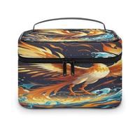 FekiLoot Fire And Water Phoenix Makeup Bag Large Capacity Travel Cosmetic Bag Lightweight Hand-held Toiletry Bags Portable Cosmetic Pouch Cute Make Up Pouch for Women