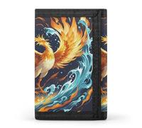 FekiLoot Fire And Water Phoenix Men's Wallet Extra Capacity Trifold Wallet Thin & Stylish Trifold Card Holder with ID Window