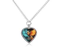 FekiLoot Fire And Water Phoenix Urn Necklace for Ashes, Personalized Heart Pet Cremation Jewelry, Cat Dog Urn Locket Pendant Keepsake Memorial Ash Jewelry Pendant for Pet Lovers & Gifts