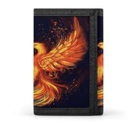 FekiLoot Fire And Water Phoenix Wallet for Men Slim Minimalist Trifold Wallet with ID Window And Credit Card Holder