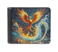 FekiLoot Fire And Water Phoenix Wallet Large Capacity Slim Bifold Wallet with Multiple Card Slots PU Leather Men Purse