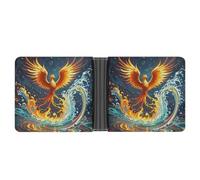 FekiLoot Fire And Water Phoenix Wallet Slim PU Bifold Design Wallet with Multiple Card Slots Wallets Extra Capacity Pocket Wallets