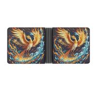 FekiLoot Fire And Water Phoenix Wallet Slim PU Bifold Design Wallet with Multiple Card Slots Wallets Extra Capacity Pocket Wallets