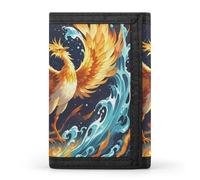 FekiLoot Fire And Water Phoenix Wallet Slim Trifold Wallets with Multiple Card Slots Credit Card Holder Pocket Coin Purse